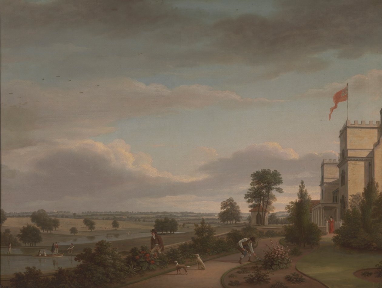 A Country House in a River Landscape, Previously Identified as Oatlands by Unknown artist
