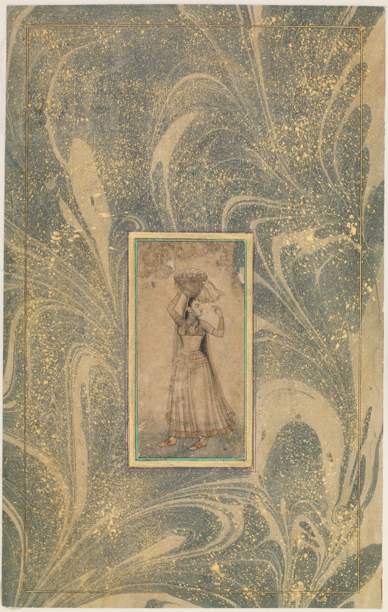 A Girl Carrying a Basket on her Head by Unknown artist