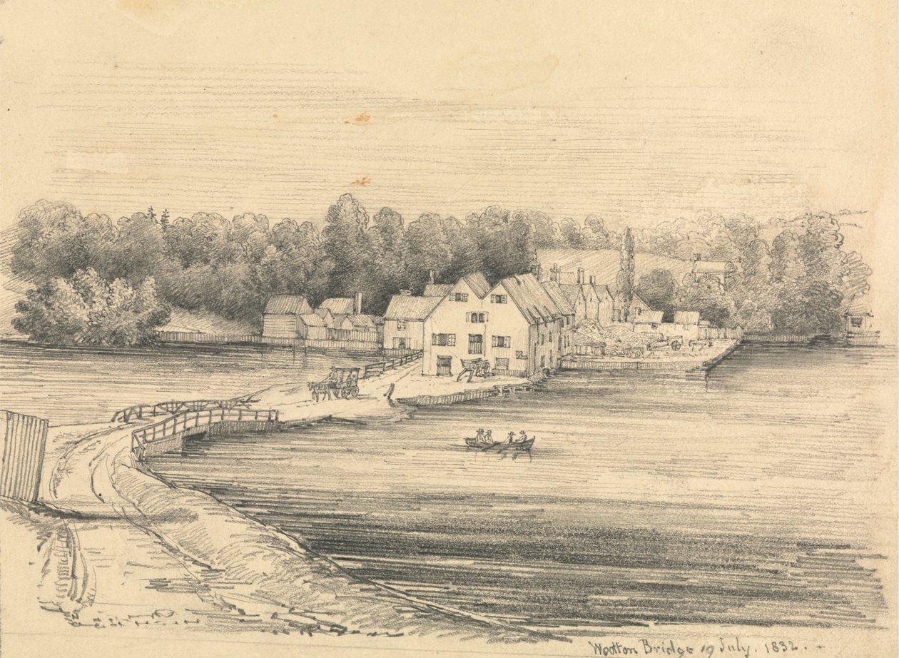 A Large Farm on a Lake by Unknown artist