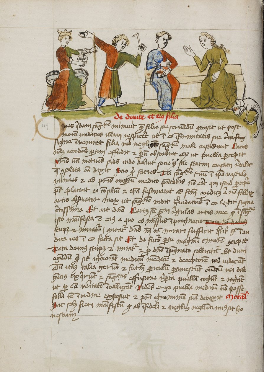 A Man Standing before a Crowned Woman Enthroned and Two Women in Conversation by Unknown artist