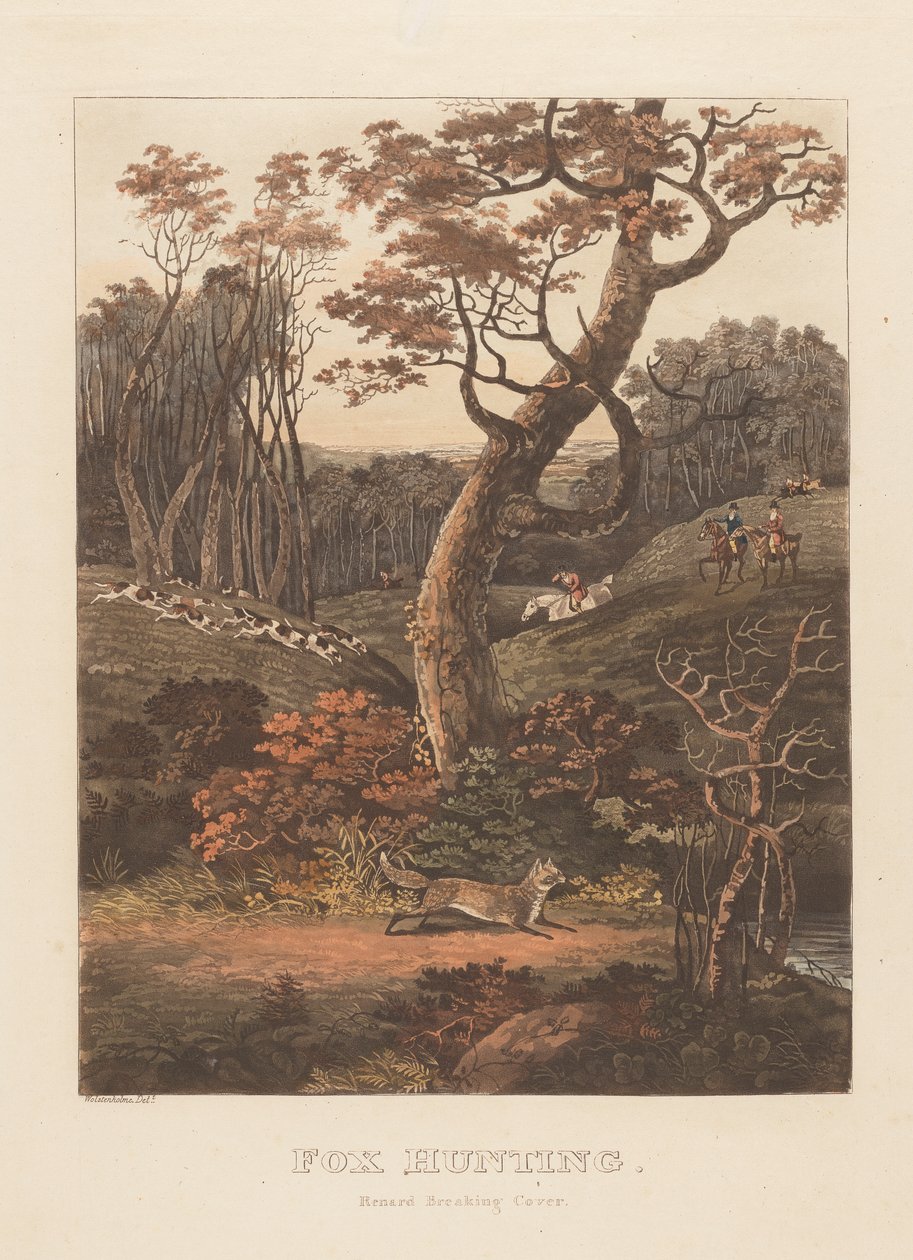 A Pair: Fox Hunting; (1) Renard Breaking Cover by Unknown artist