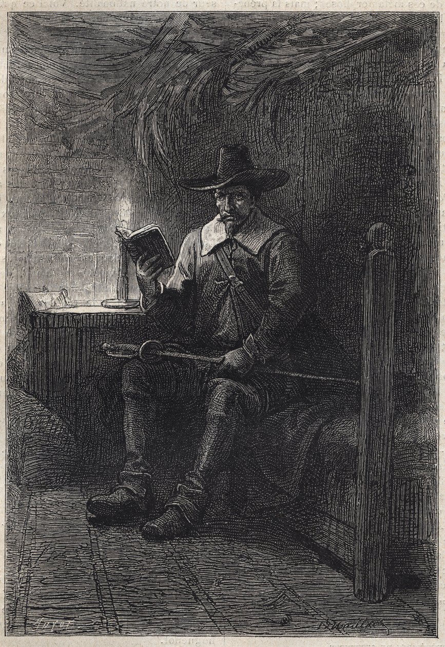 A Scottish Puritan - 19th century illustration for the historical novel 