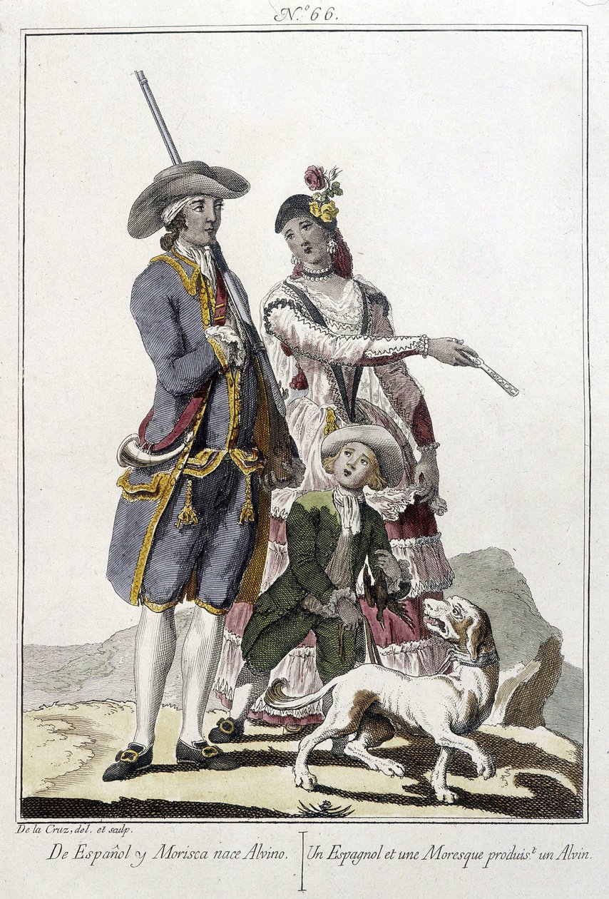 A Spanish and a Moorish give birth to an alvin - engraving by Unknown artist
