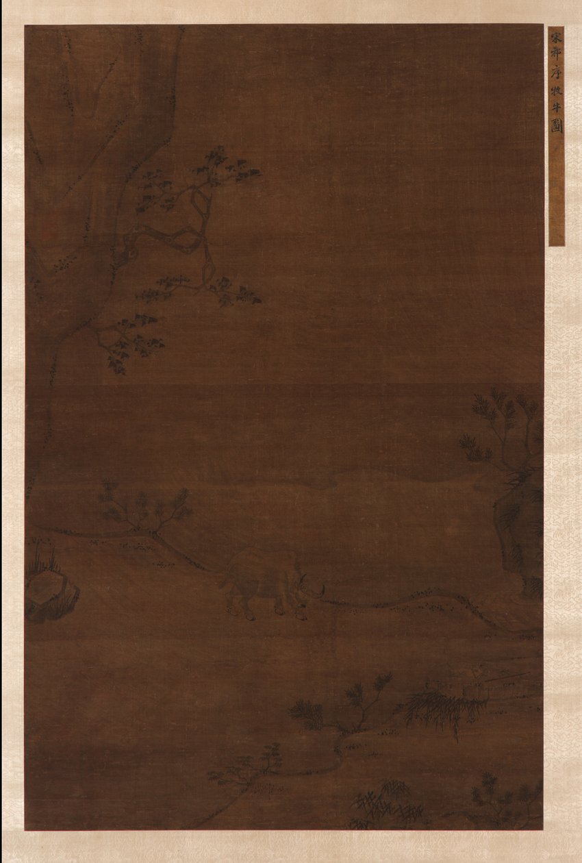 A Water-Buffalo and a Herd-Boy Near a Stream by Unknown artist