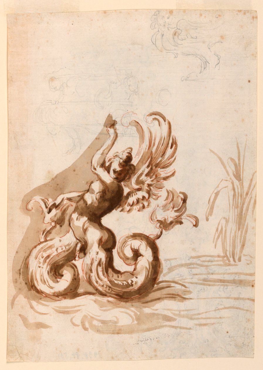 A Winged Mer Hermaphrodite and Sketches for a Bowl by Unknown artist