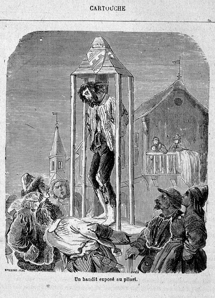 A bandit exposed to the pillory - in 