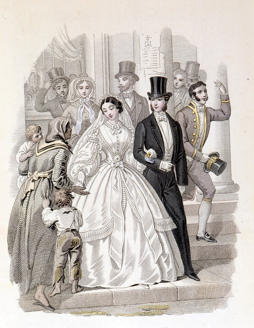 A bourgeois wedding, engraving from 1860 by Unknown artist