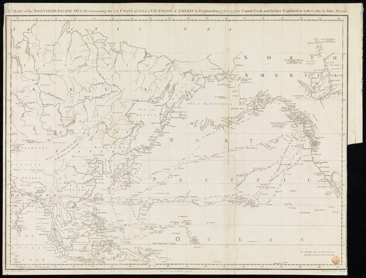 A Chart of the Northern Pacific Ocean Containing the NE Coast of Asia & NW Coast of America Explored in 1778 & 1779 by Captain Cook and Further Explored in 1788 & 1789 by John Meares by Unknown artist