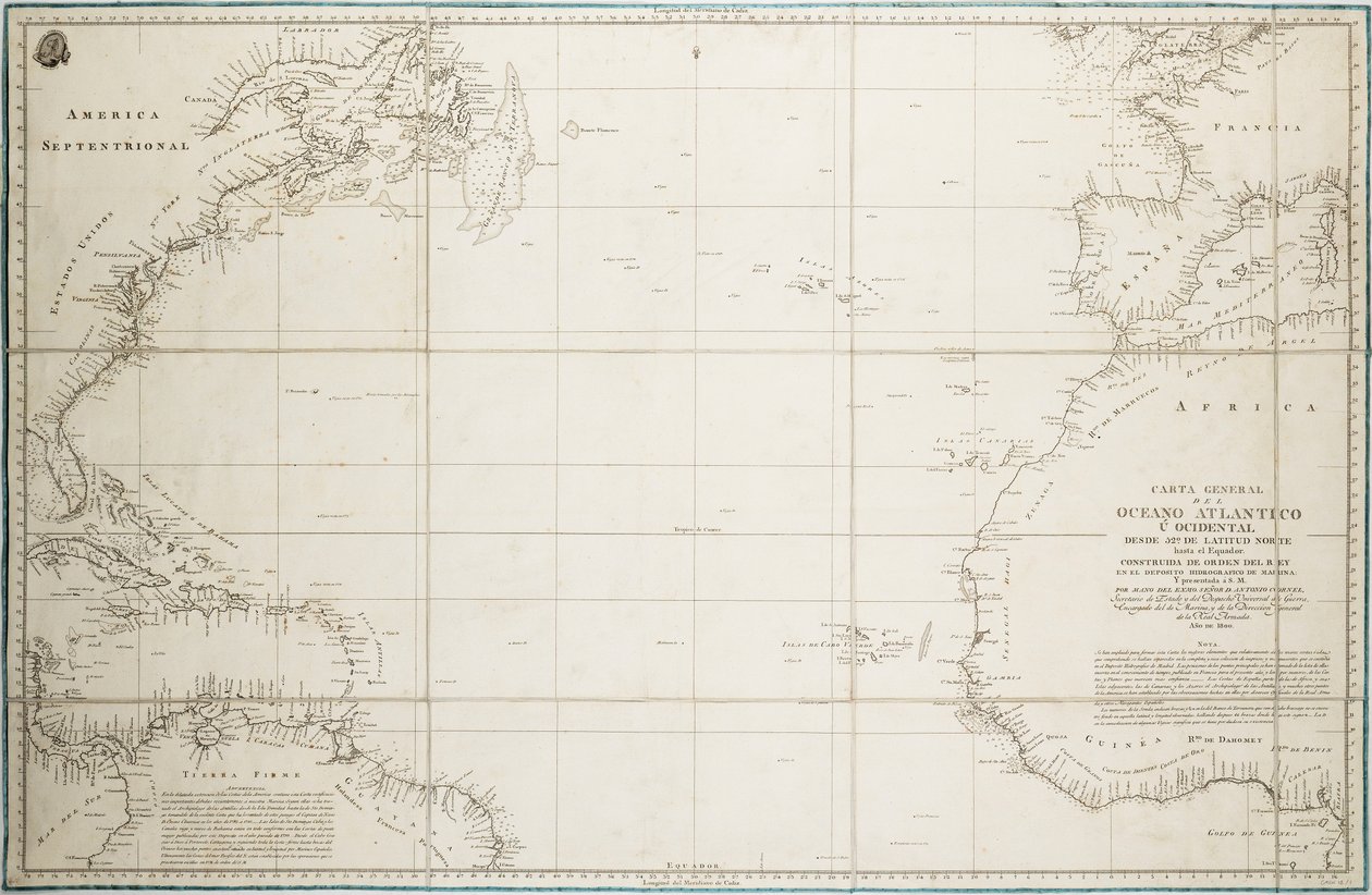 A general chart of the Atlantic Ocean north of the Equator by Unknown artist