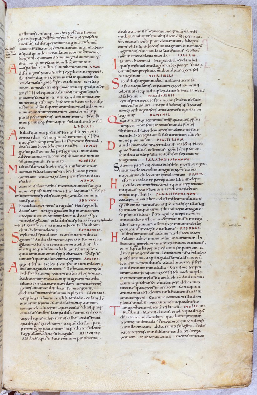 A Page from the 11th Century Bible Introducing the Various Books of the Old Testament by Unknown artist