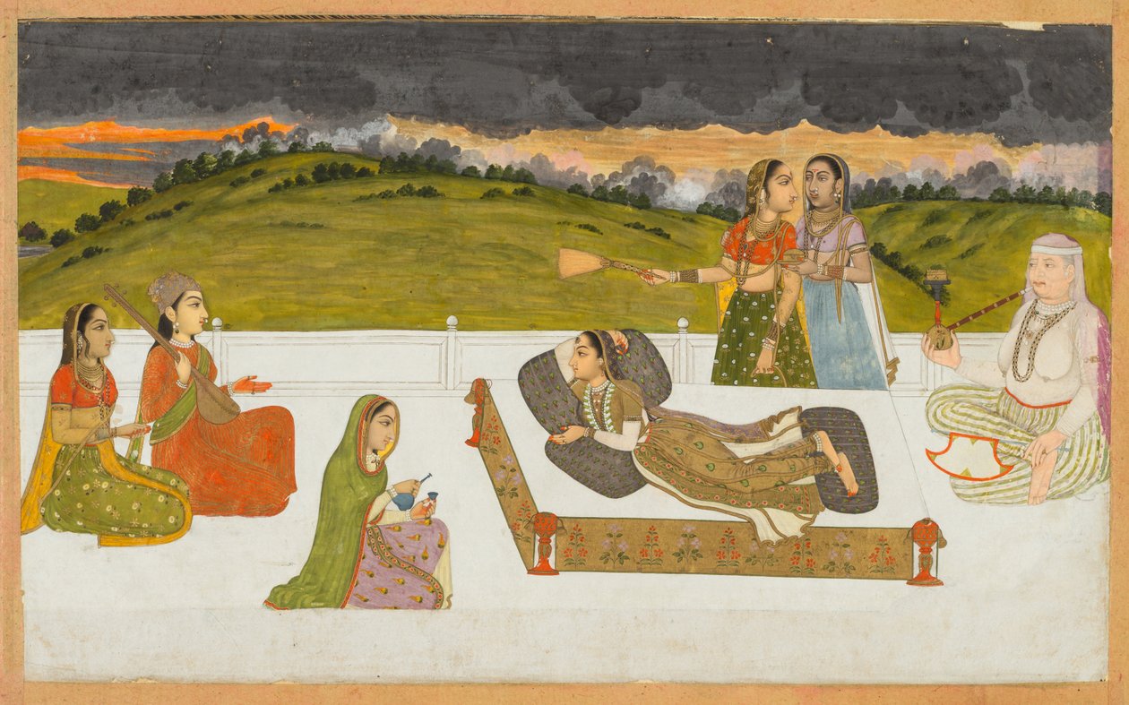 A Princess Reclining on a Terrace with Attendants by Unknown artist