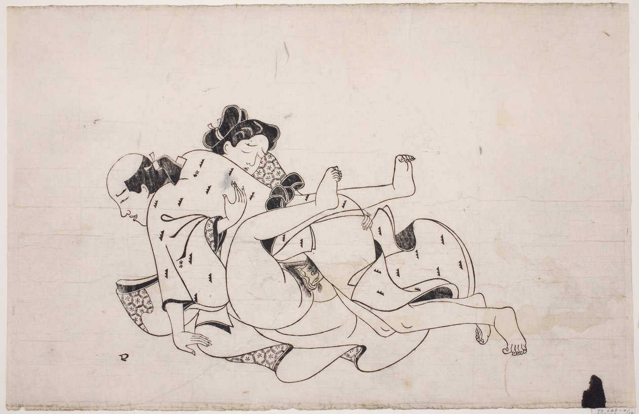 A sheet from a shunga album by Unknown artist