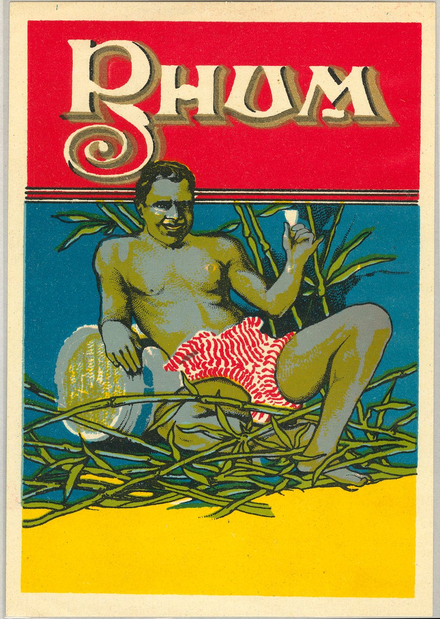 A young black man holding a glass of rum (advertisement) by Unknown artist