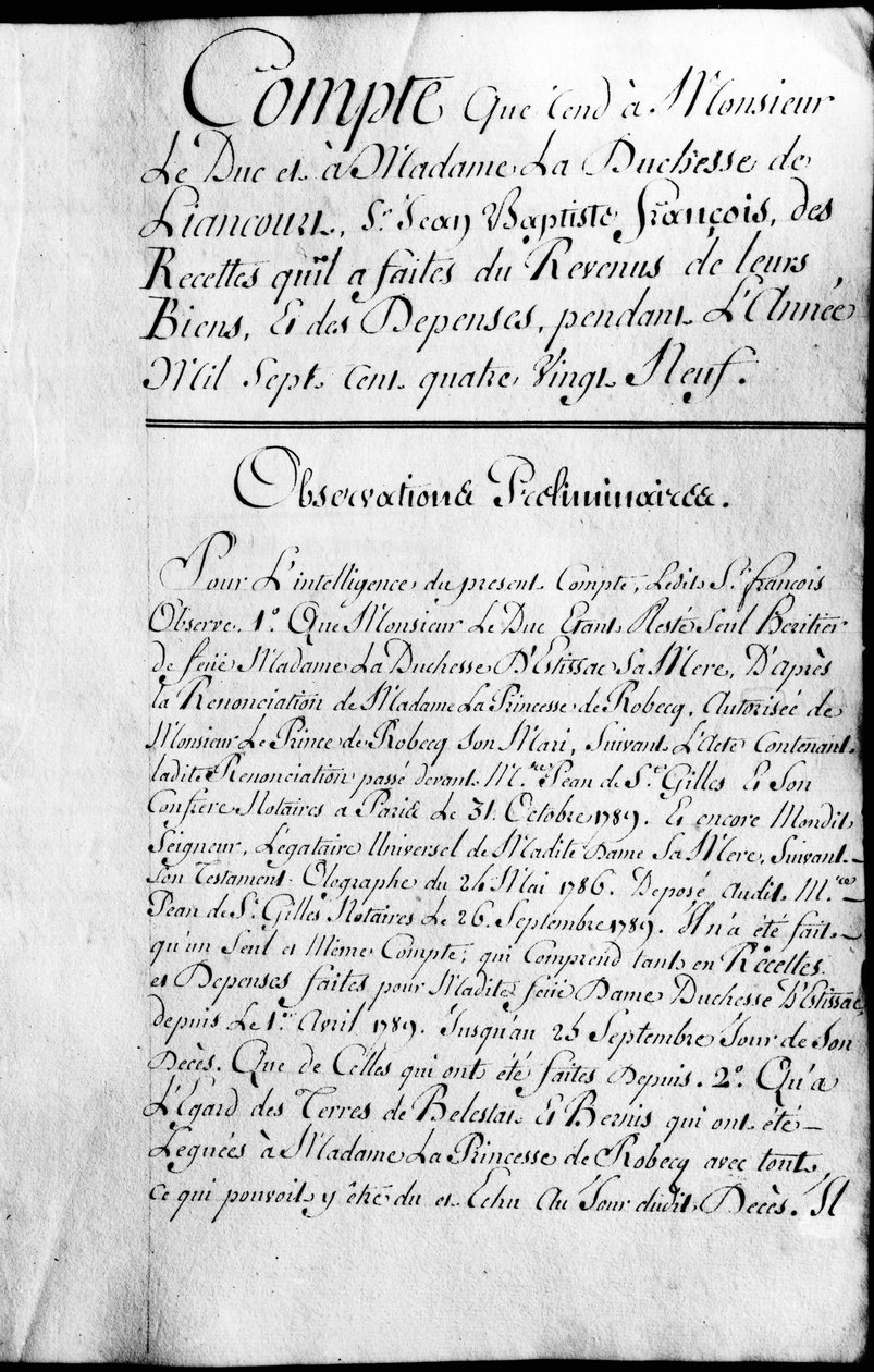 Account Book for the Year 1789 of Property of the Duke of Rochefoucauld Liancourt by Unknown artist