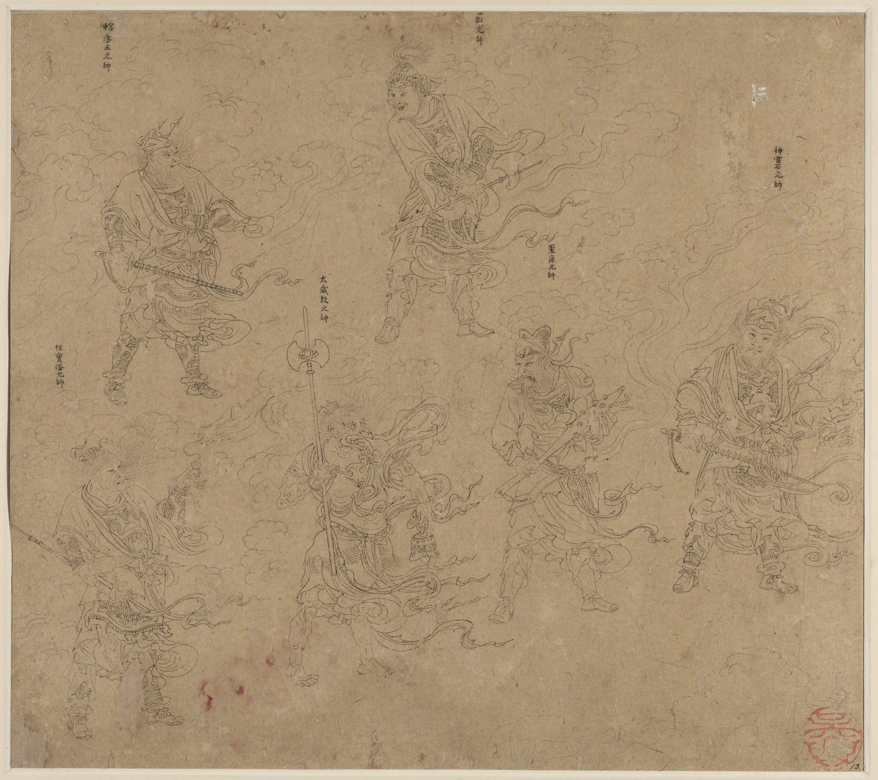 Album of Daoist and Buddhist Themes: Procession of Daoist Deities: Leaf 13 by Unknown artist