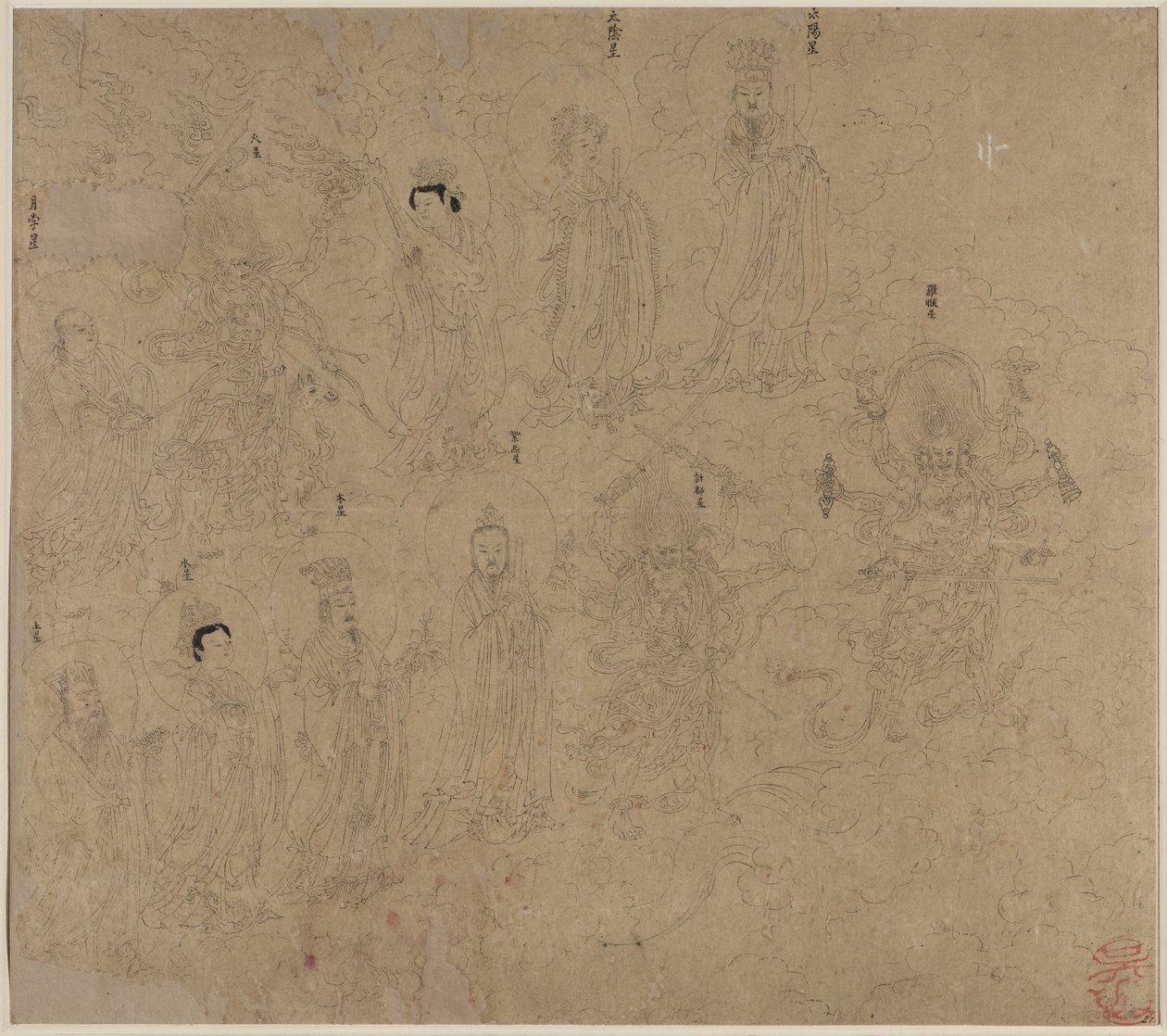 Album of Daoist and Buddhist Themes: Procession of Daoist Deities: Leaf 21 by Unknown artist