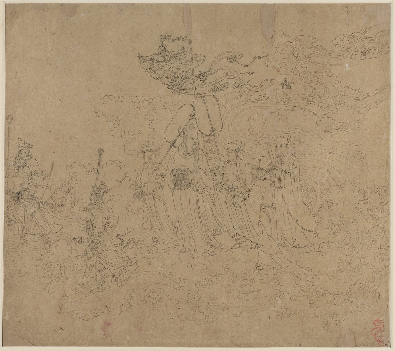 Album of Daoist and Buddhist Themes: Procession of Daoist Deities: Leaf 6 by Unknown artist