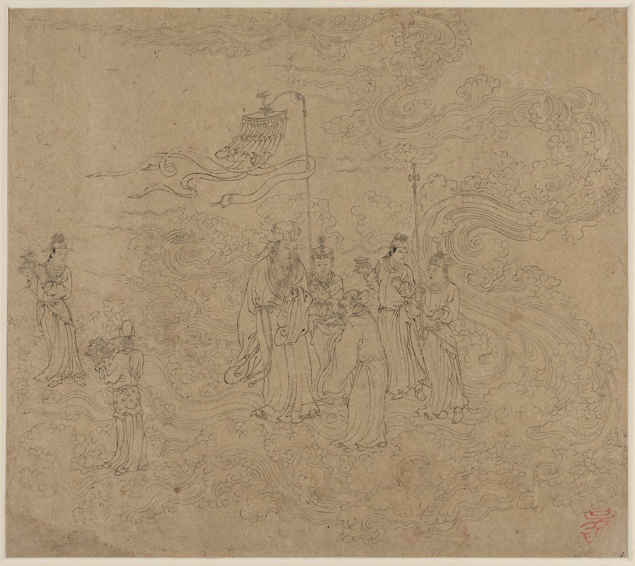 Album of Daoist and Buddhist Themes: Procession of Daoist Deities: Leaf 7 by Unknown artist