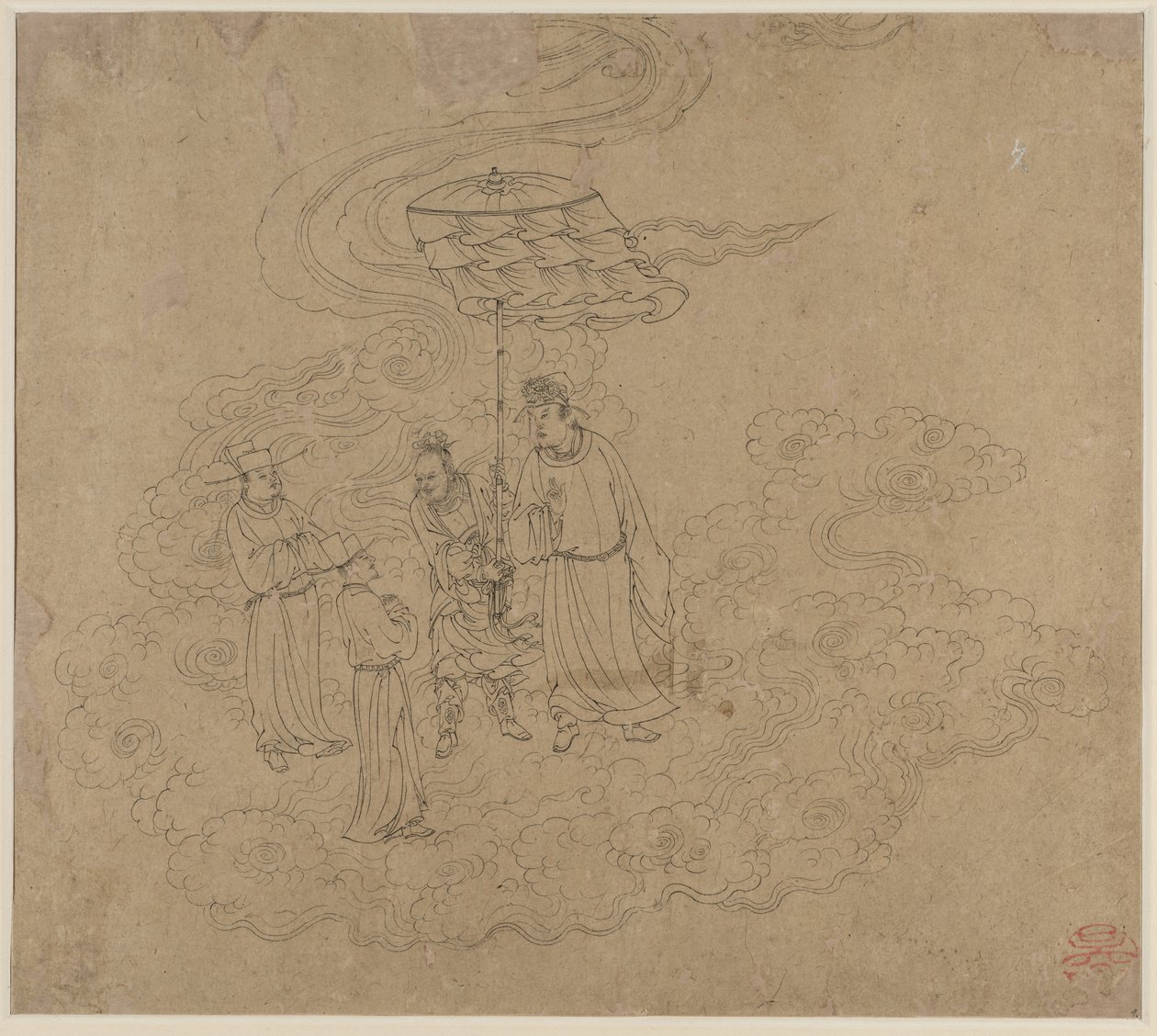 Album of Daoist and Buddhist Themes: Procession of Daoist Deities: Leaf 9 by Unknown artist