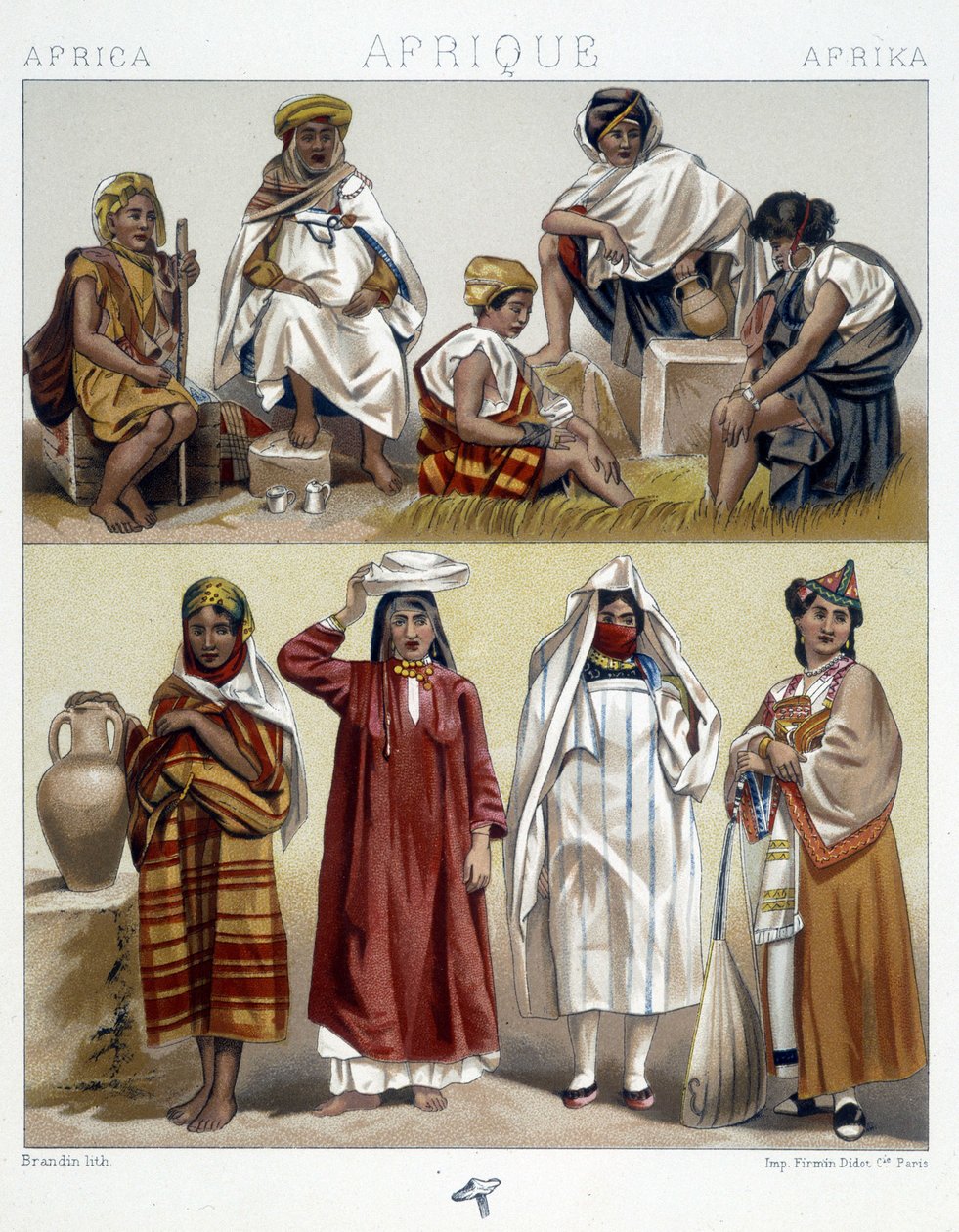 Algeria and Tunisia, Popular Costumes - in “Le Costume Historique” by Racinet by Unknown artist