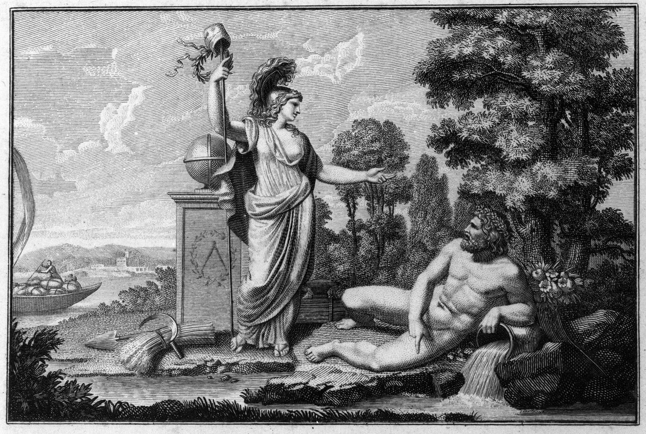 Allegory of the Cisalpine Republic created by Napoleon Bonaparte on 27/06/1797 on the French model in Italy, which became the Italian Republic in 1802. The symbols of the French Republic are represented. Engraving Museo del Risorgimento, Milan. by Unknown artist