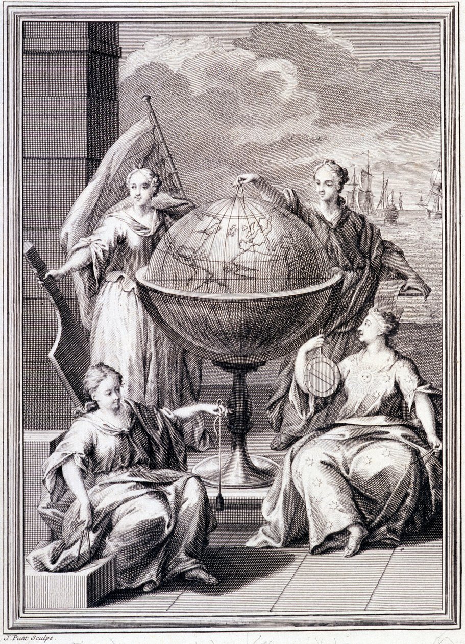 Allegory of the Exploration of the World - in Historical Journey of South America done by Order of the King of Spain, by Don Georges Juan and Don Antoine de Ulloa, Librairie du Roi, Paris by Unknown artist