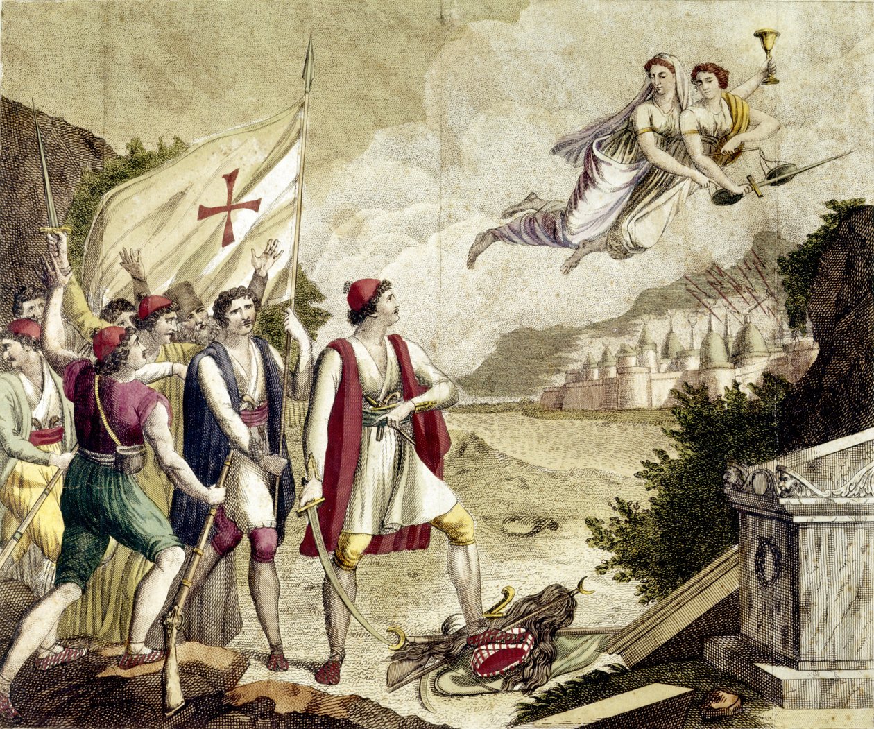 Allegory of the reawakening of the nationalist feeling of Greece under Ottoman domination which led to the Greek War of Independence (1821-1830) or the Greek Revolution by Unknown artist
