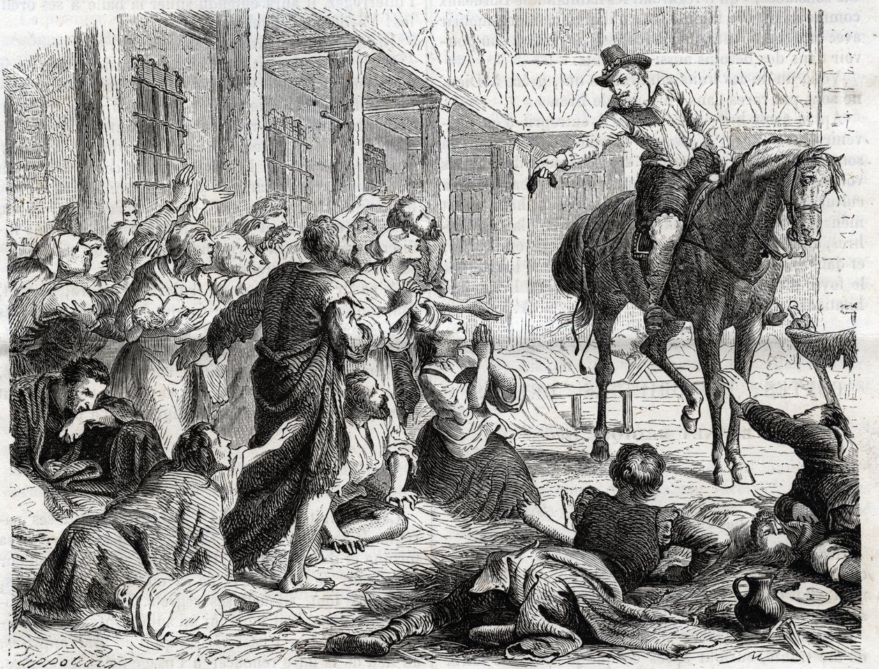 Alphonse by Ornano 1548-1610 During the Plague of Bordeaux 1604 - engraving of 1860 by Unknown artist