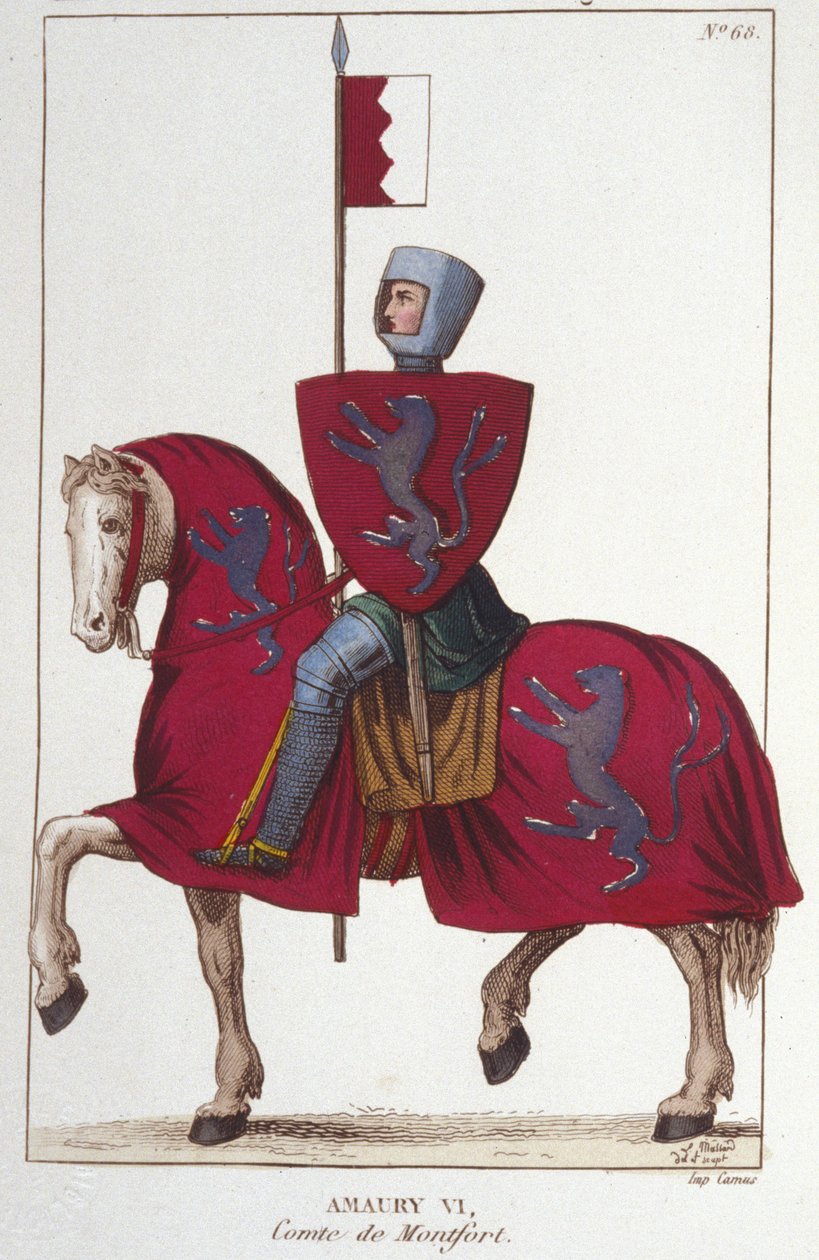 Amaury VI, Count of Montfort, lost part of the conquests of his father Simon IV The fort and cede his rights to the South to the King of France, Louis VIII. Engraving from 1830 by Unknown artist