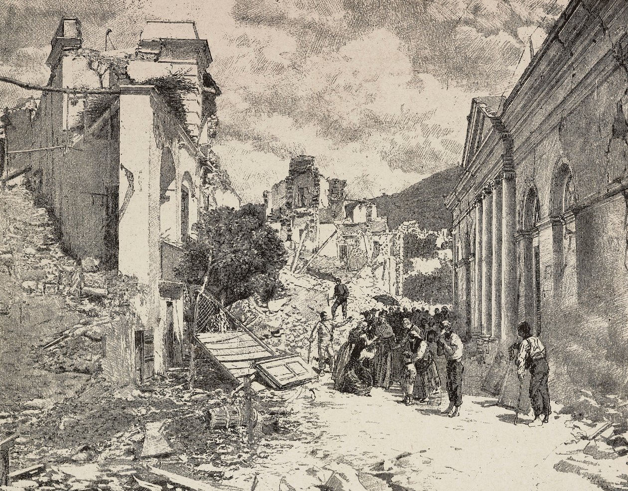 Amongst the Ruins After the Earthquake in Balliazzi Seaside Resort, Italy by Unknown artist