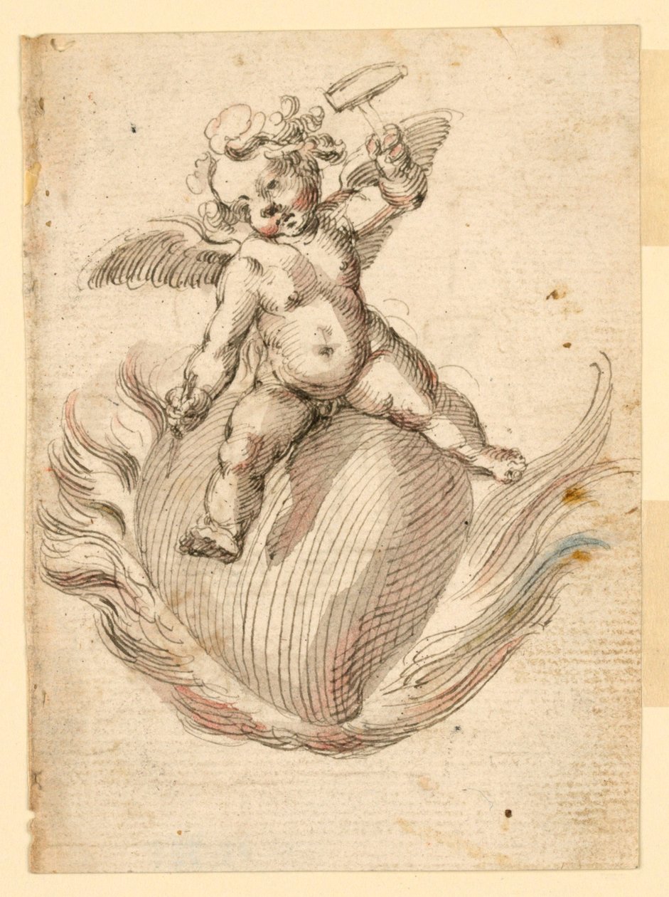An Angel Hammering a Chisel into a Burning Beast by Unknown artist
