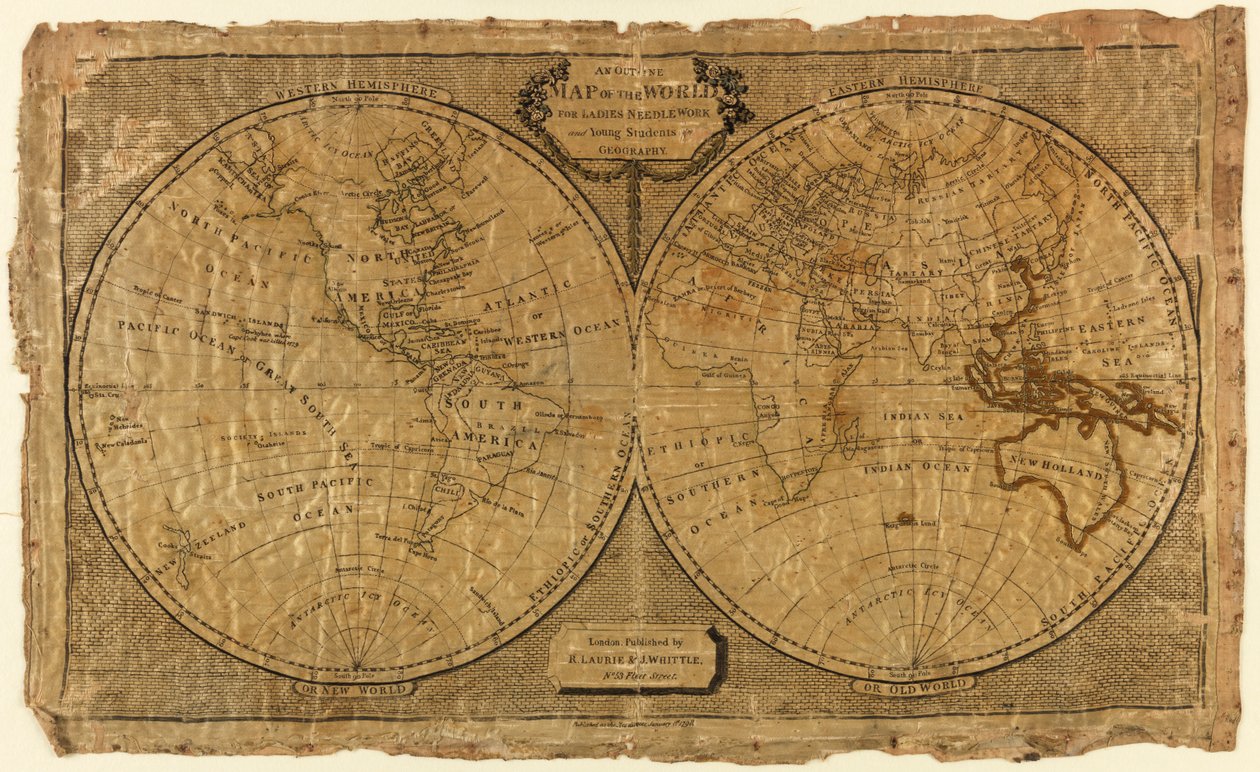 An Outline Map of the World for Ladies Needlework and Young Students of Geography by Unknown artist