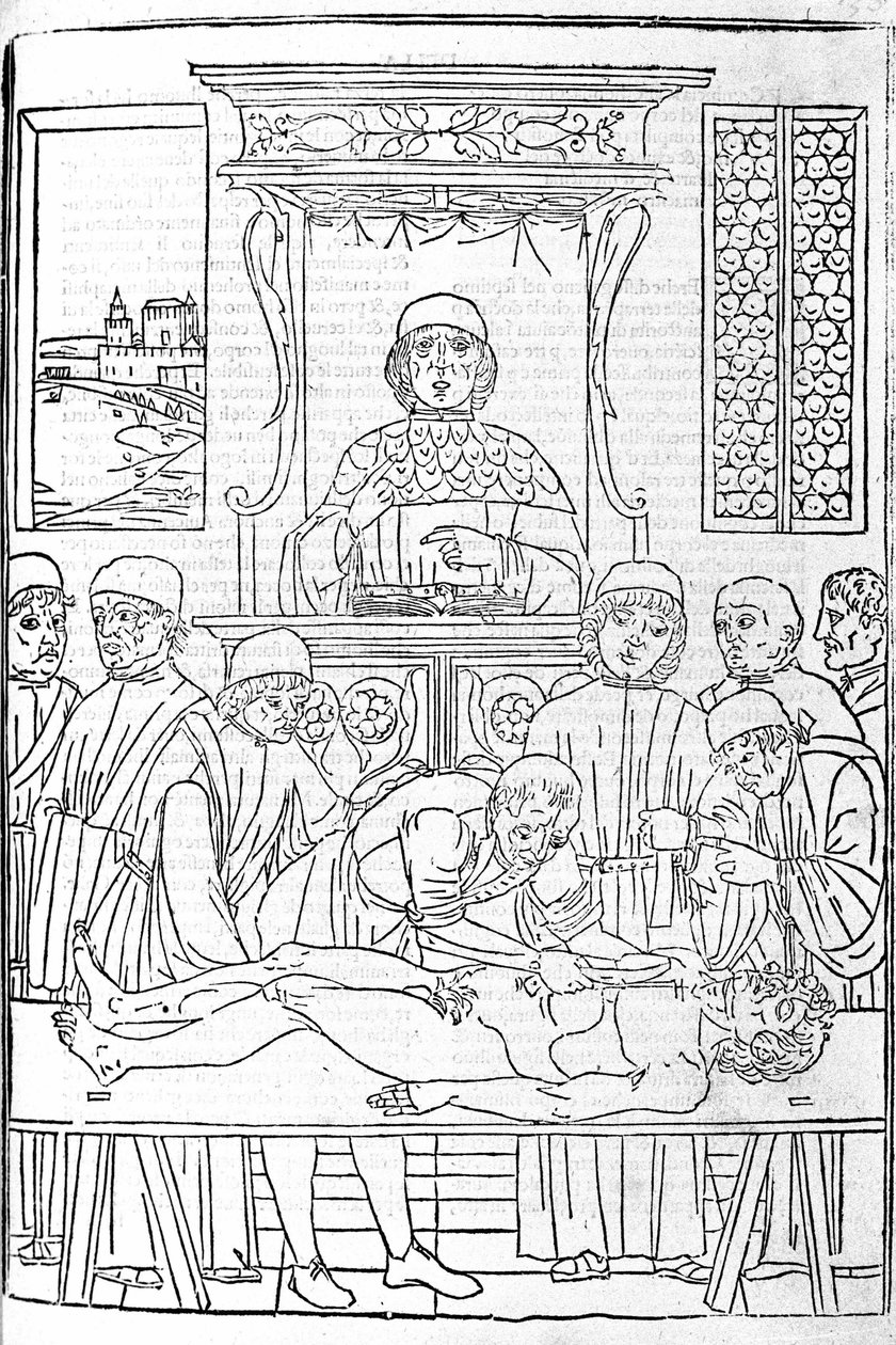 Anatomical dissection. Engraving from a treatise of Medicine by Gerolamo Cardano, Florence by Unknown artist