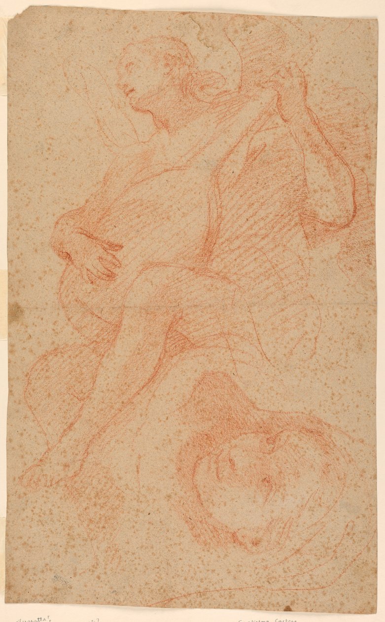 Angel Playing Lute; Verso Angels with Cross by Unknown artist
