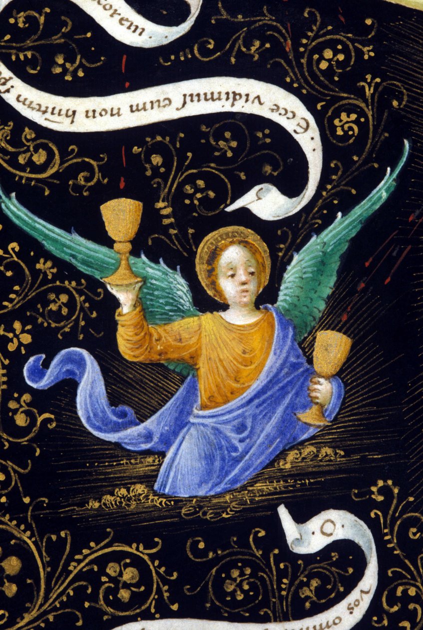 Angel holding two chalices. Miniature of Belbello da Pavia by Unknown artist