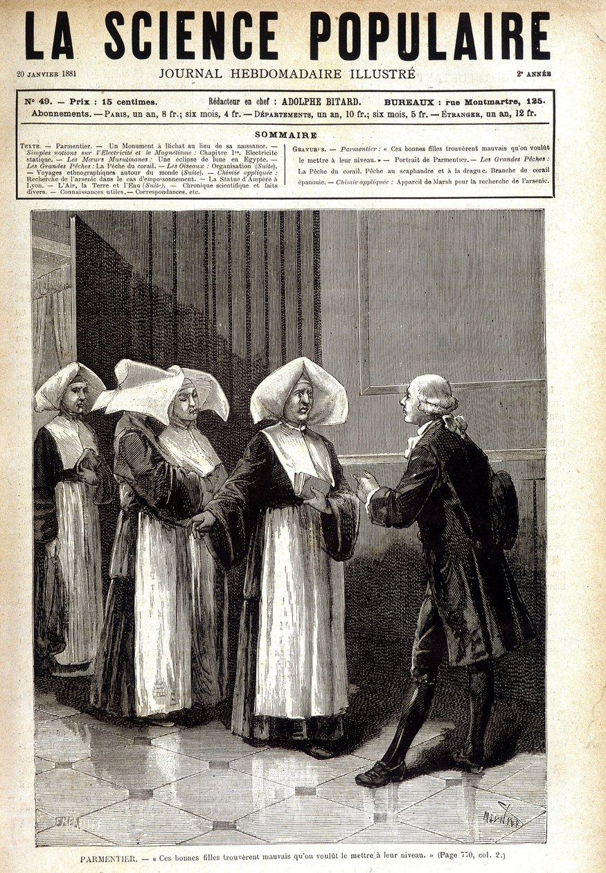 Antoine Augustin Parmentier, pharmacist known for spreading potato cultivation in France, speaking to nuns by Unknown artist