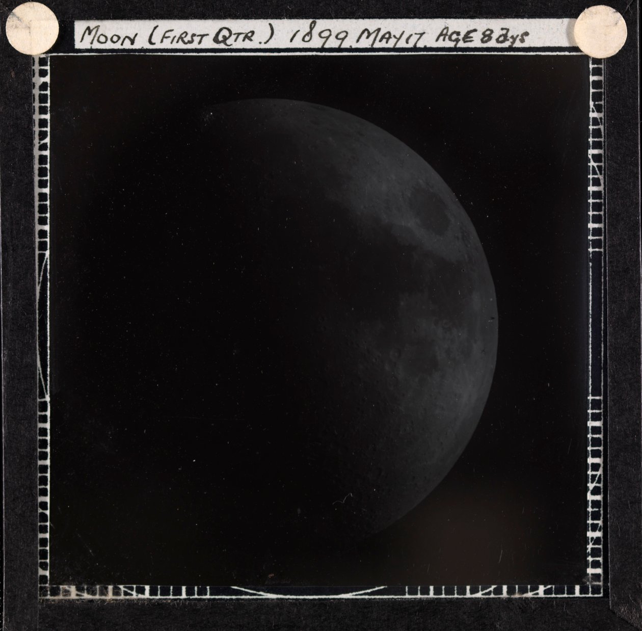 Astronomical Glass Plate Slide of the Moon in First Quarter (1899) by Unknown artist