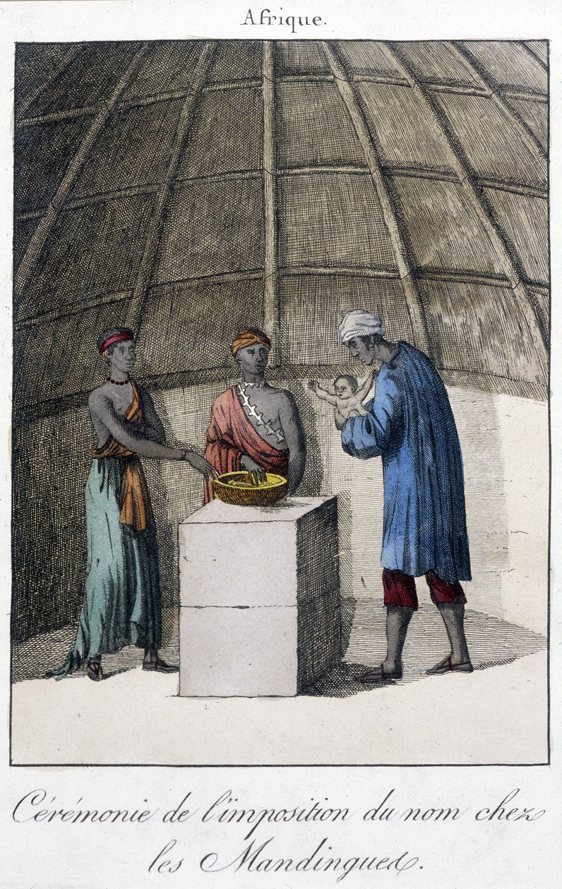Baptism in the Mandingues (Mali?) in Africa - engraving by Unknown artist