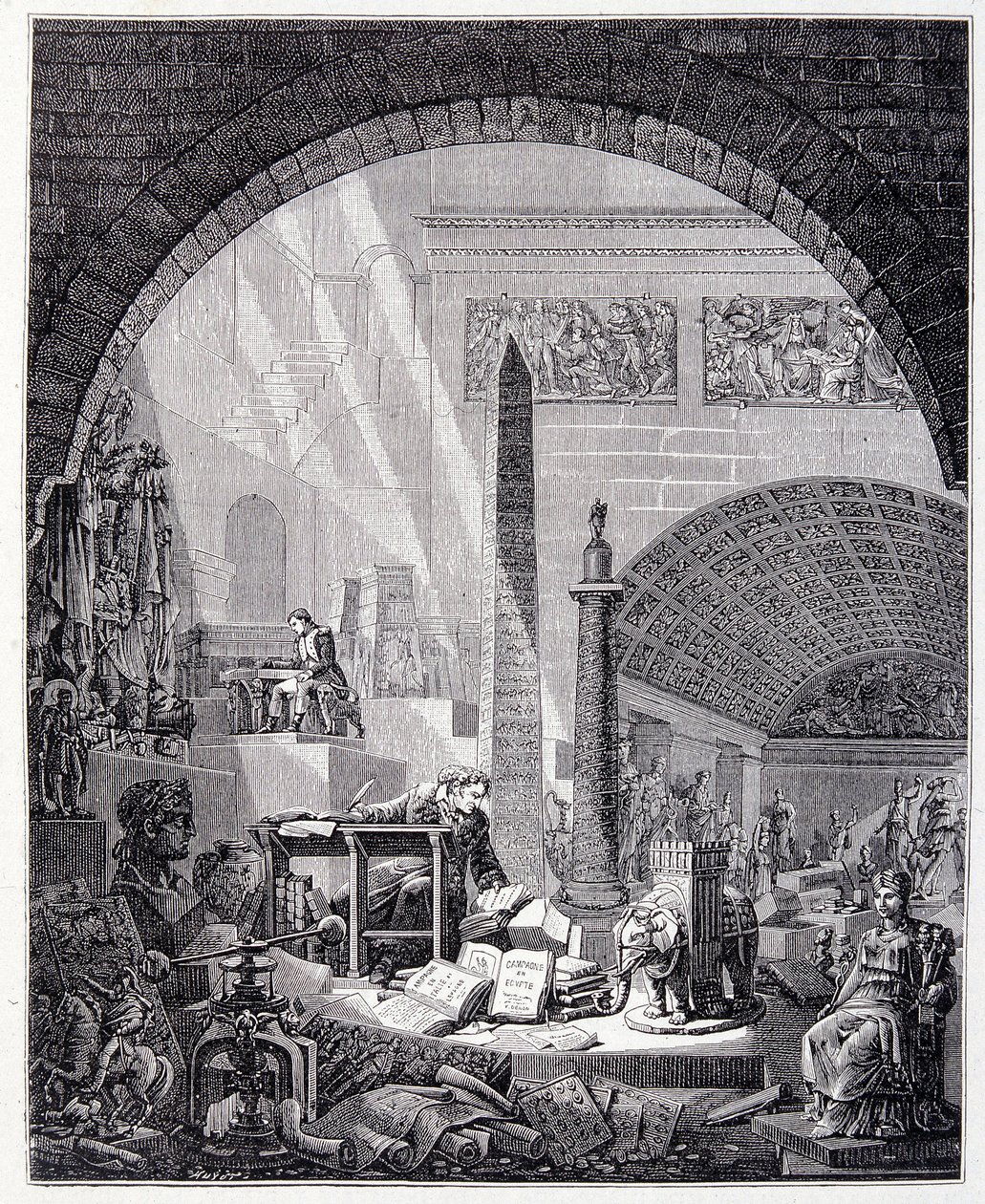 Baron Dominique Vivant-Denon at his office, surrounded by objects of art and Napoleon by Unknown artist