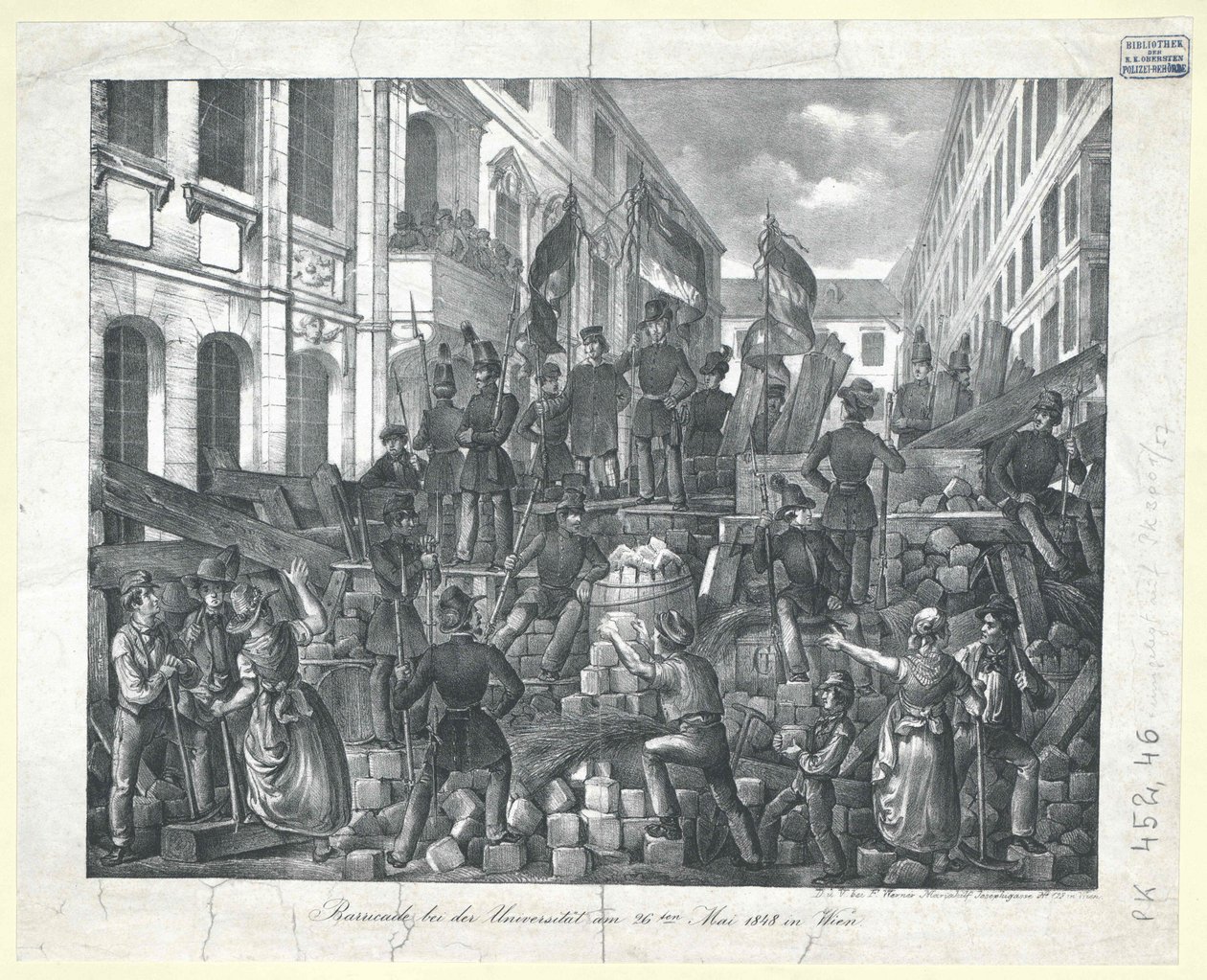 Barricade at the University on May 26, 1848 in Vienna by Unknown artist