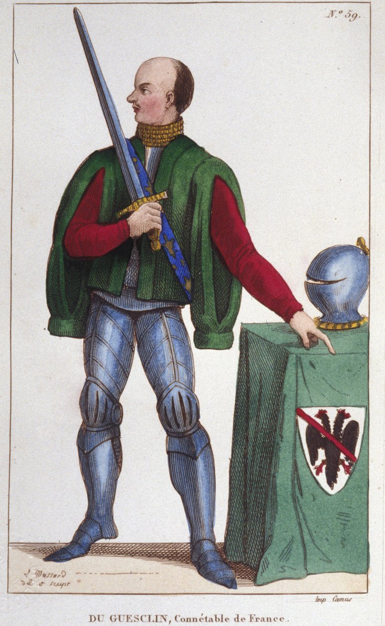Bertrand du Guesclin (c. 1320-1380). Constable of France. Engraving of 1830 by Unknown artist
