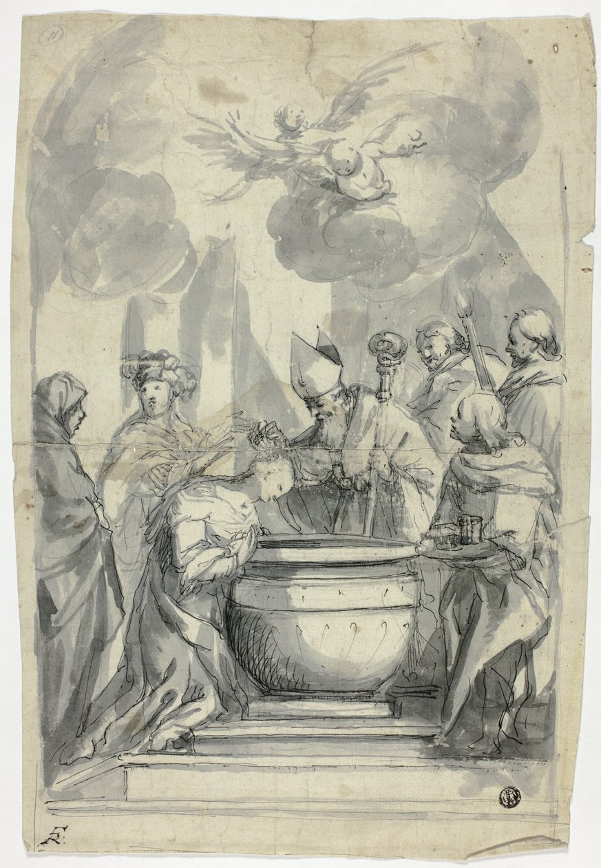 Bishop Anointing Female Saint by Unknown artist