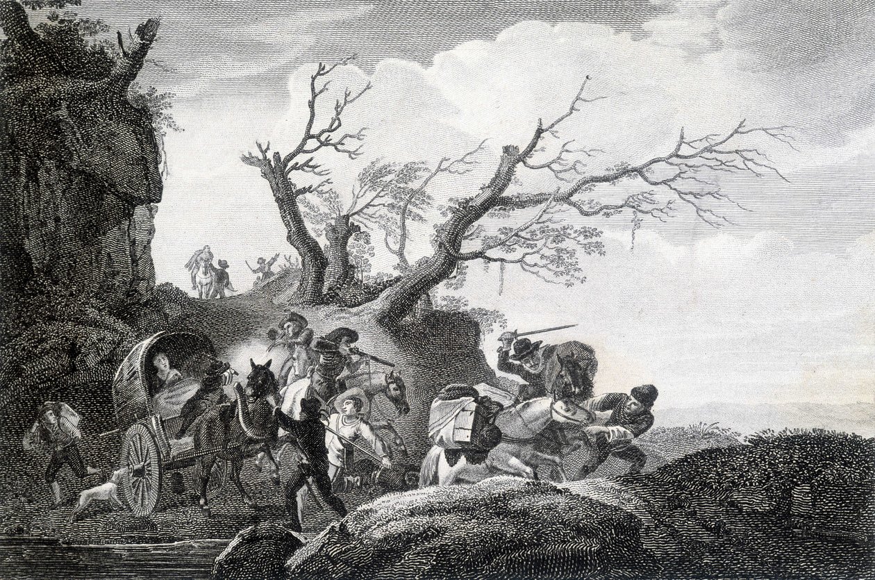 Brigands Attacking Travellers on a Country Road by Unknown artist