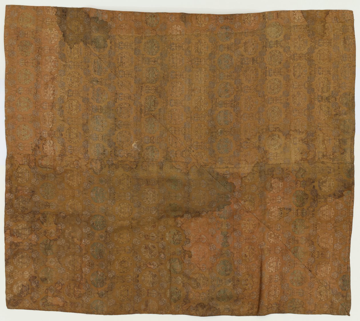 Brocade, silk. A temple cover. In four pieces of sewed together and lined with asa by Unknown artist