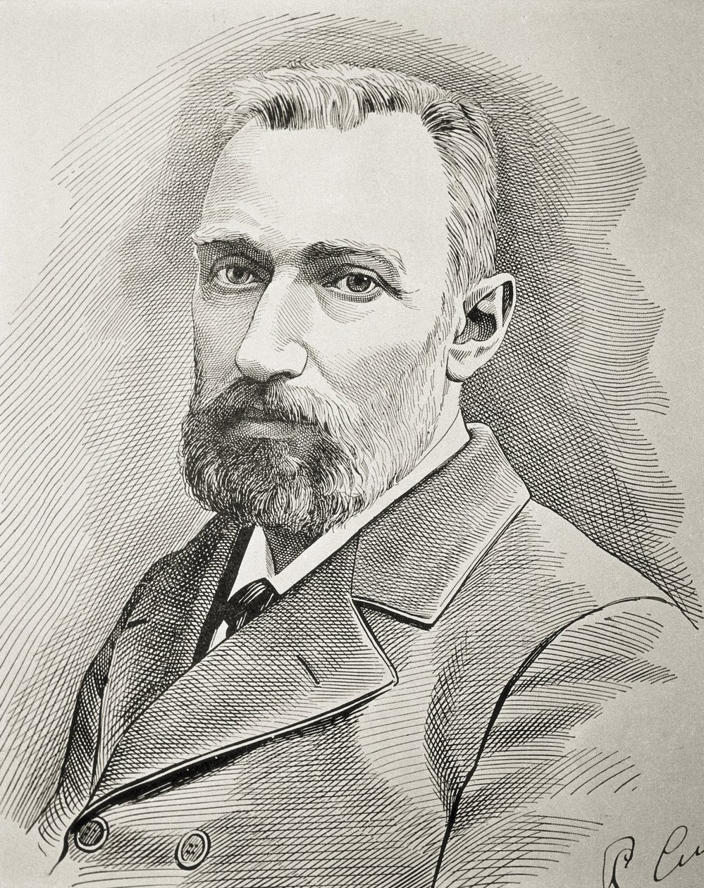 Pierre Curie, French physicist. Portrait of 1898 (engraving) by Unknown artist