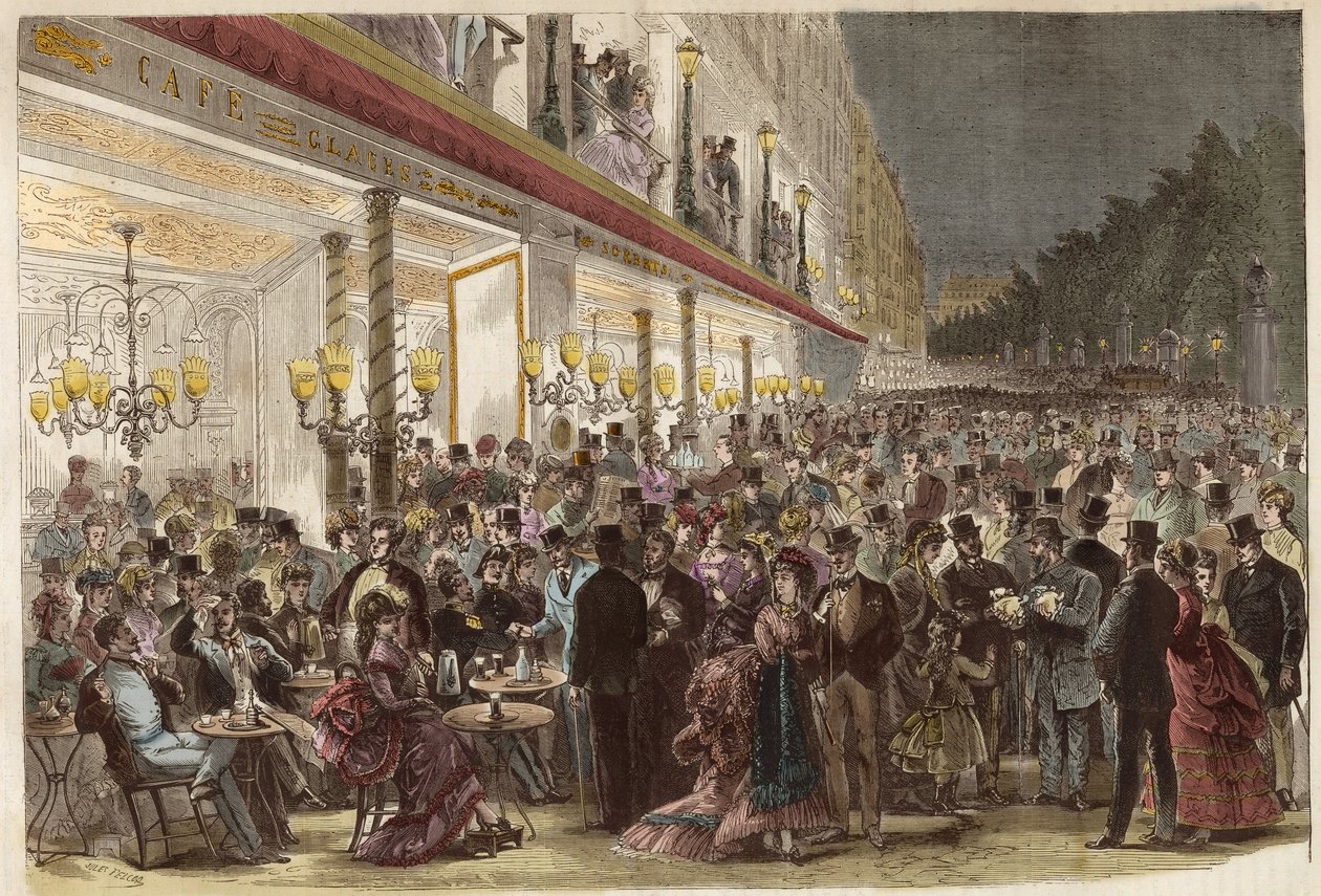 Cafe on the Grands Boulevards on a summer evening 1869 - Paris by Unknown artist