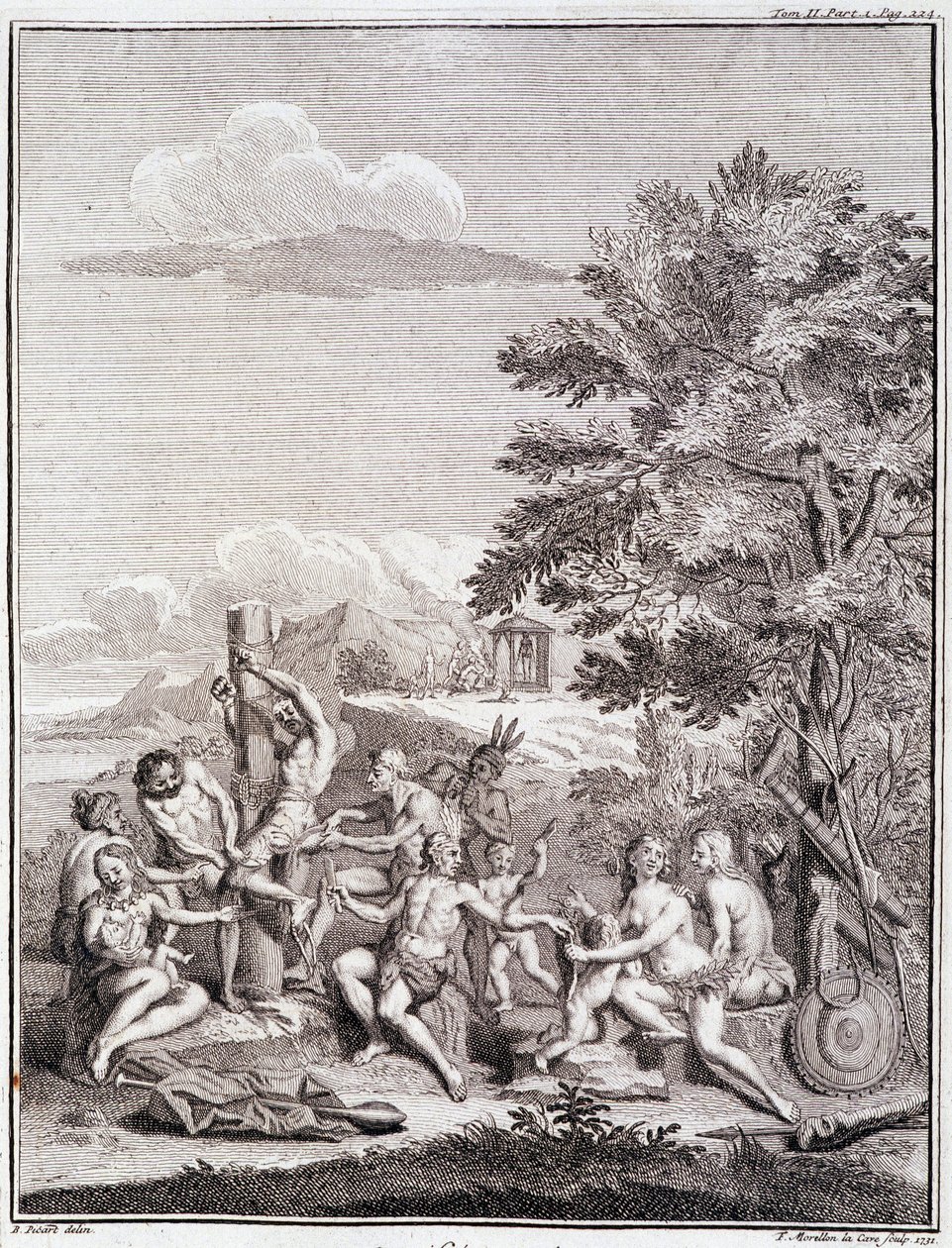 Captives sacrificed by the Antis, in Peru - in “Historical Journey of South America done by Order of the King of Spain” by Don Georges Juan & Don Antoine de Ulloa, T.II, ed. Jombert, Librairie du Roi, Paris by Unknown artist