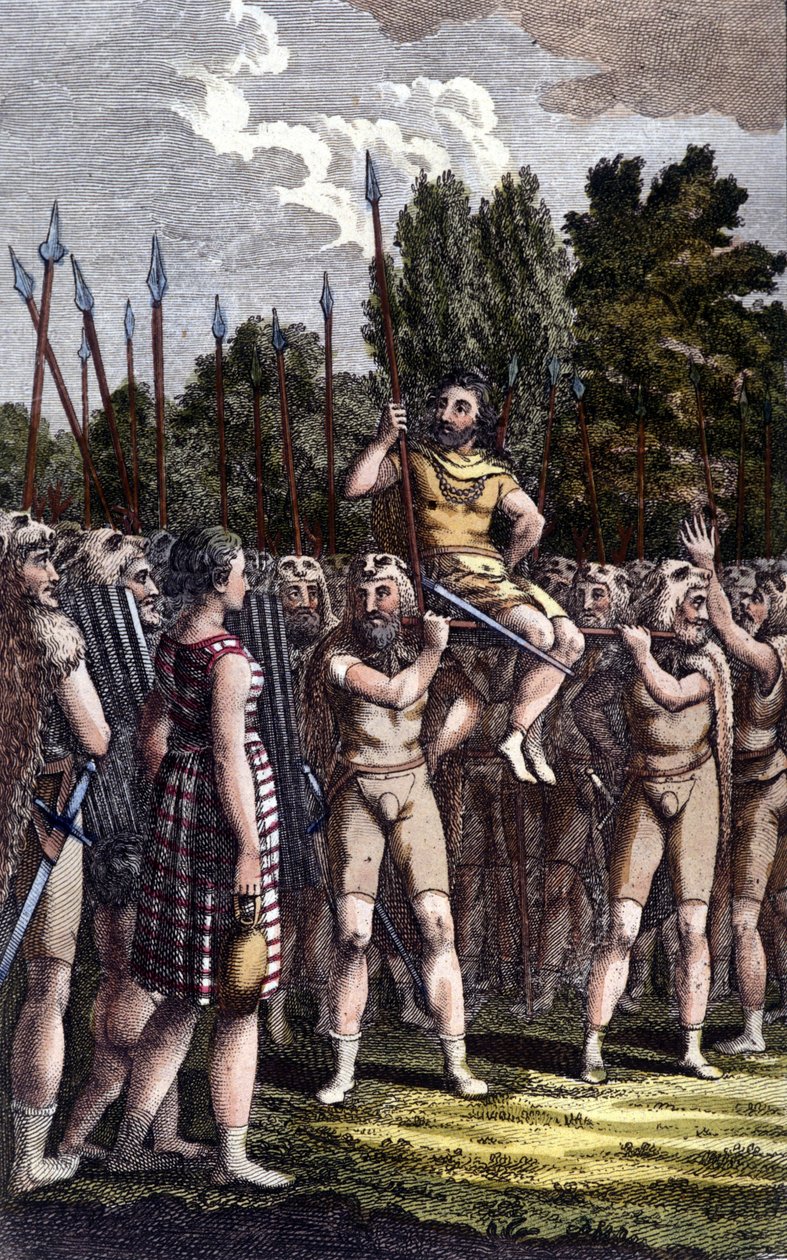 Celtic ceremony. 19th century engraving by Unknown artist