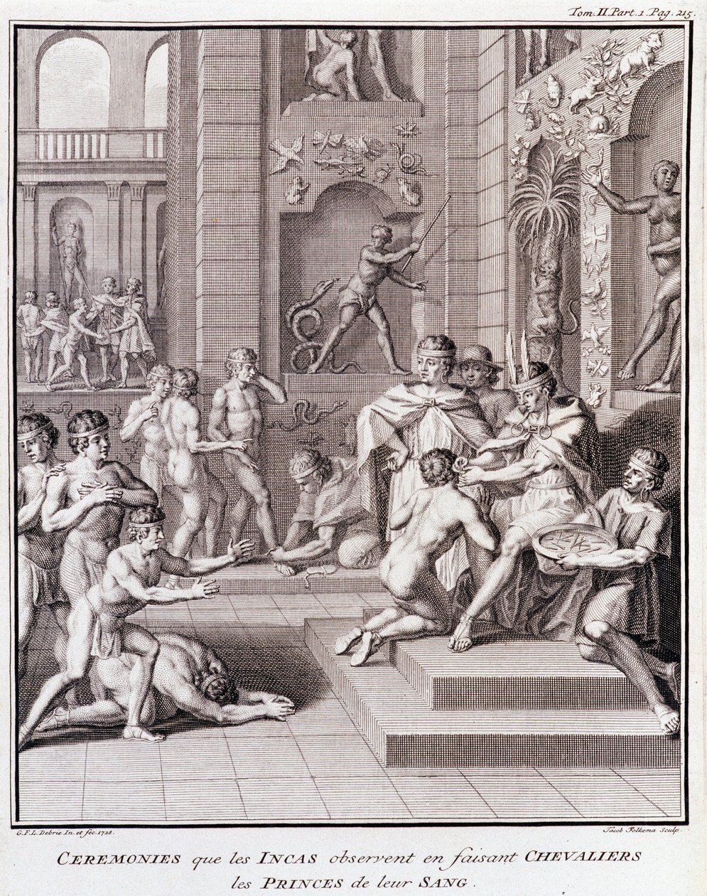 Ceremonies that the Incas observe by making knights the Princes of Their Blood - in Historical Journey of South America done by Order of the King of Spain by Don Georges Juan & Don Antoine de Ulloa, T.II, ed. Jombert, Librairie du Roi, Paris by Unknown artist
