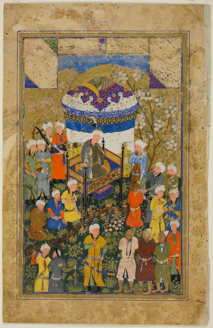 Chained Prisoners are Brought Before a King, a Scene from the Gulistan of Sa